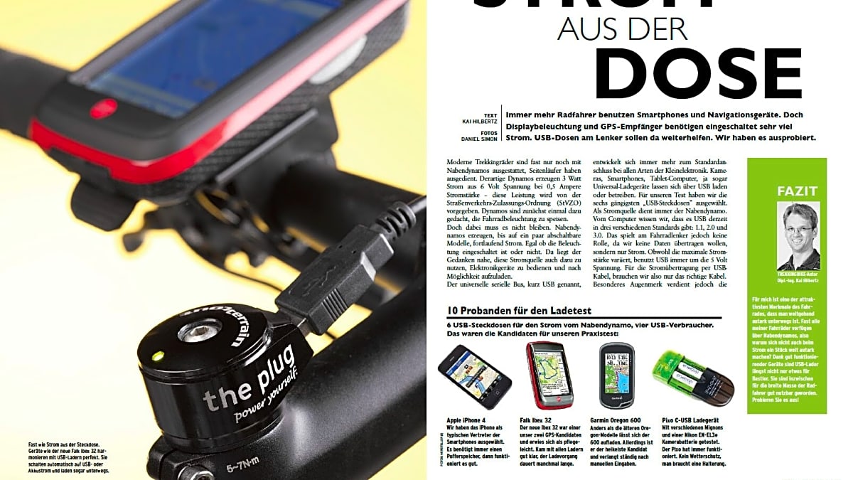 Strom aus dem Nabendynamo für Navi, Handy & Co MYBIKE