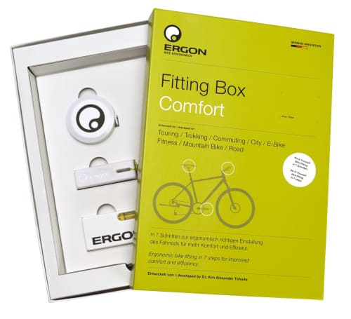   Ergonomie to go:  Mit der Fitting Box lassen sich Sattel, Lenker und Pedale einfach und präzise auf den Fahrer einstellen. Preis 24,90 Euro, Info www.ergon-bike.de