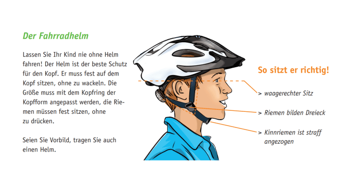 Der Fahrradhelm muss richtig sitzen, damit er den Kopf optimal schützt.