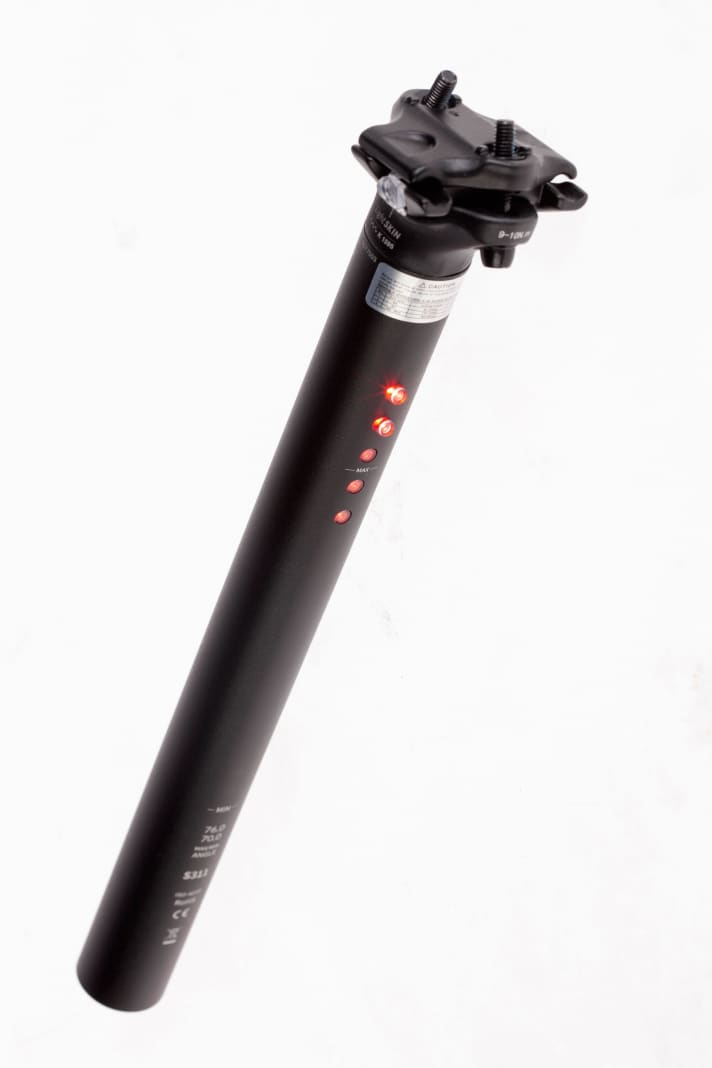   S311; Sattelstütze mit 5 integrierten LEDs; USB-Akku; Leuchtdauer 8:55 h*; Li-Po-Akku, 750 mAh; 385 Gramm; Dynamoversion erhältlich; 69 Euro.