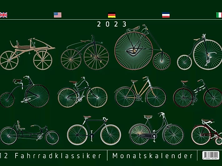 12 Fahrradklassiker 2023: 13 Blätter - 30 x 42 cm - 22,80 Euro