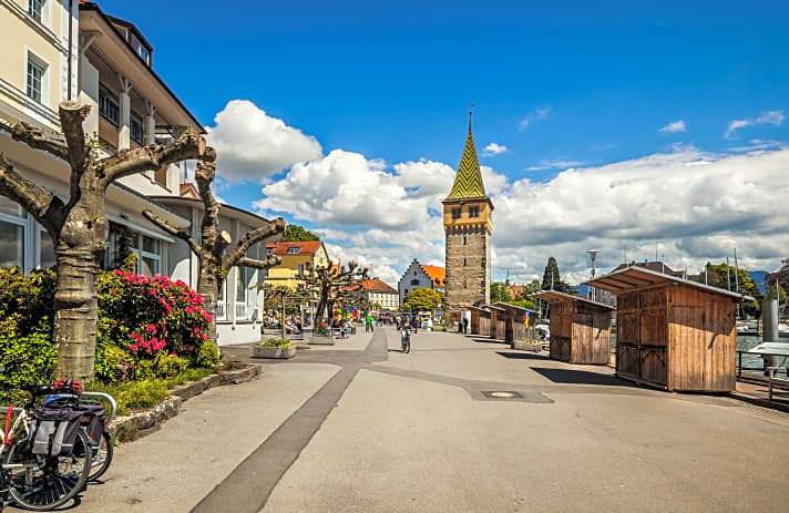 Hier startet die Leibachtal-Radrunde: Inselstadt Lindau mit ihrer sehenswerten Altstadt und dem Mangturm.
