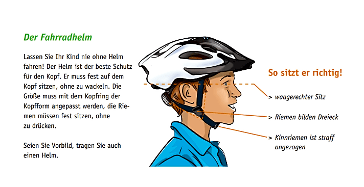 Der Fahrradhelm muss richtig sitzen, damit er den Kopf optimal schützt.