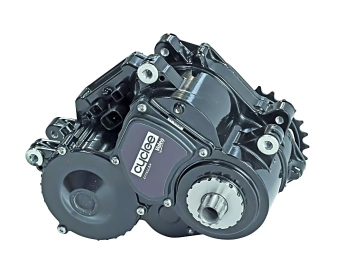 Das Valeo-Antriebssystem Cyclee vereint einen 48-Volt-Pedelec-Antrieb und ein 7-Gang-Getriebe in einem Gehäuse.